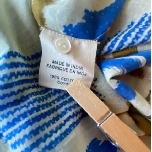 V.DE.VINSTER Kaftan Dress Made in India 100% Cotton Ikat Print Size Medium - Picture 7 of 8